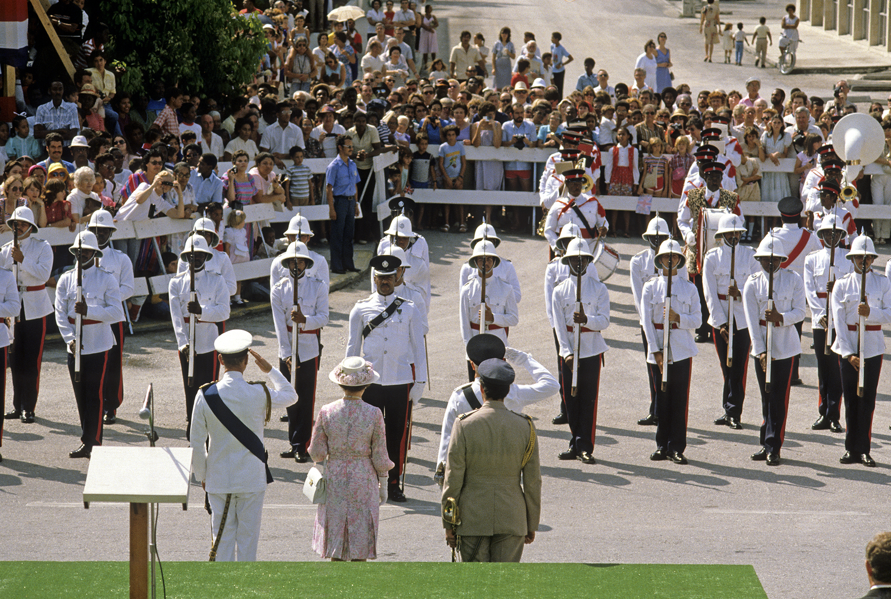 Her majesty opened the 1983 session of the Cayman Islands Legislative Assembly following colourful parade and a Royal Salute